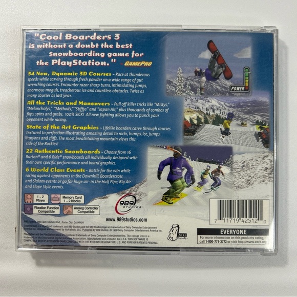 Cool Boarders 3 Sony PlayStation 1 PS1 Complete CIB Tested Works - Picture 8 of 9
